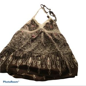 Joie ruched floral brown casual beach halter top